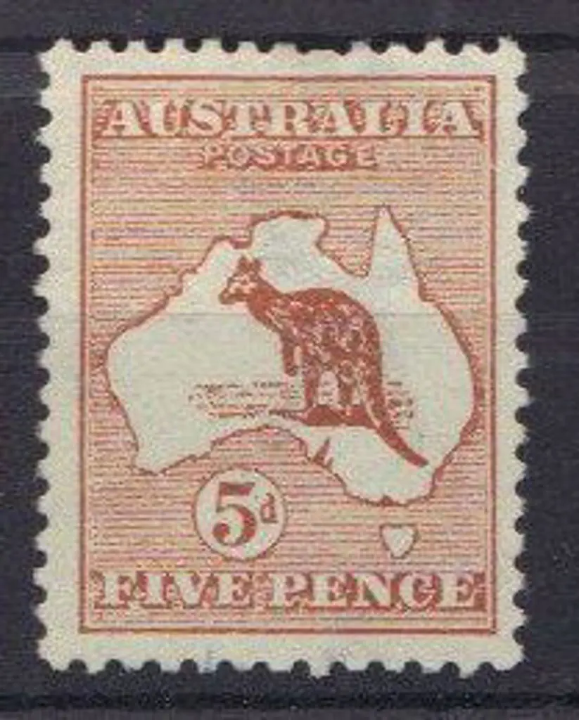 1913 1st wmk 5d chestnut. Shortish perf at top ... Image 1++