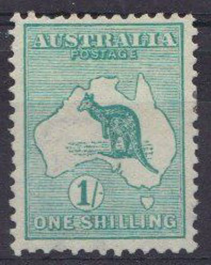 1913 1st wmk 1/- blue green MLH. Nice clean ... Image 1++