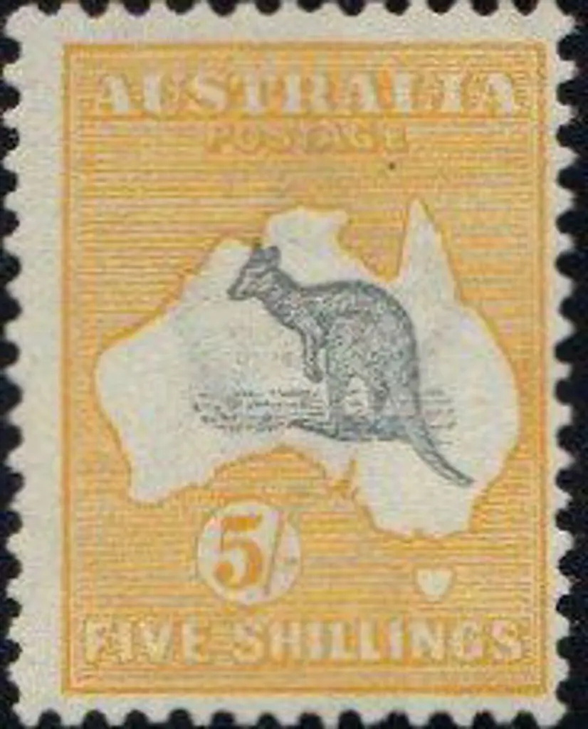 1913 1st wmk 5/- grey & yellow. MUH fresh & with ... Image 1++