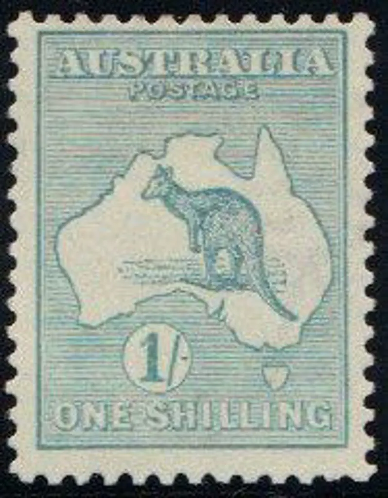 1915 2nd wmk 1/- blue green MLH, centred high. ... Image 1++