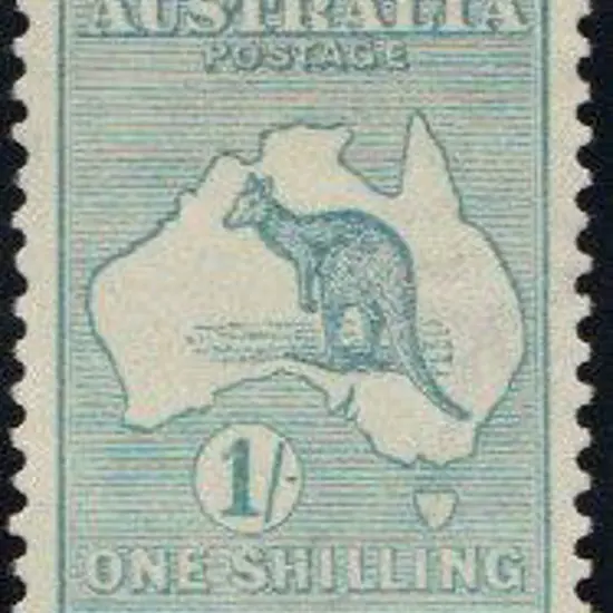 1915 2nd wmk 1/- blue green MLH, centred high. ...