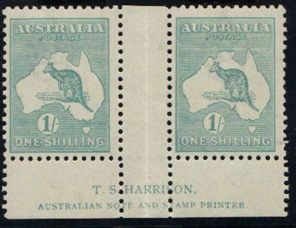 1915-28 3rd wmk 1/- blue-green Die IIB Harrison ... Image 1++