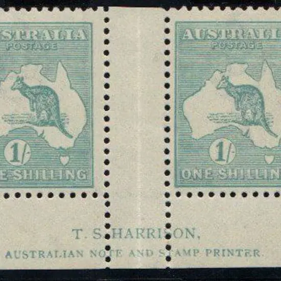 1915-28 3rd wmk 1/- blue-green Die IIB Harrison ...
