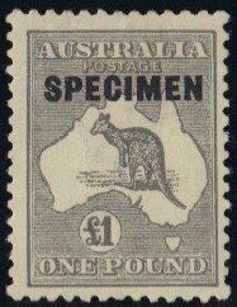 1915-28 3rd wmk £1 grey ovptd SPECIMEN Type D. ... Image 1++
