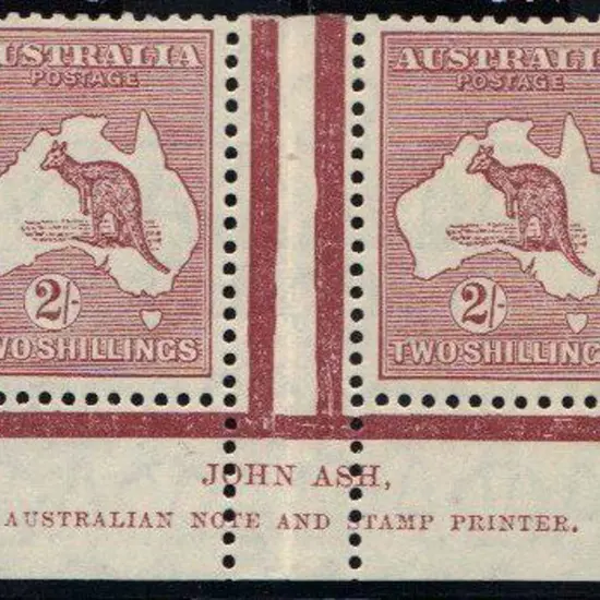 1929-30 Smult 2/- maroon John Ash imprint pair ...
