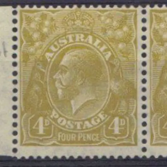 1931-36 CofA 4d yellow olive marginal pair with ...