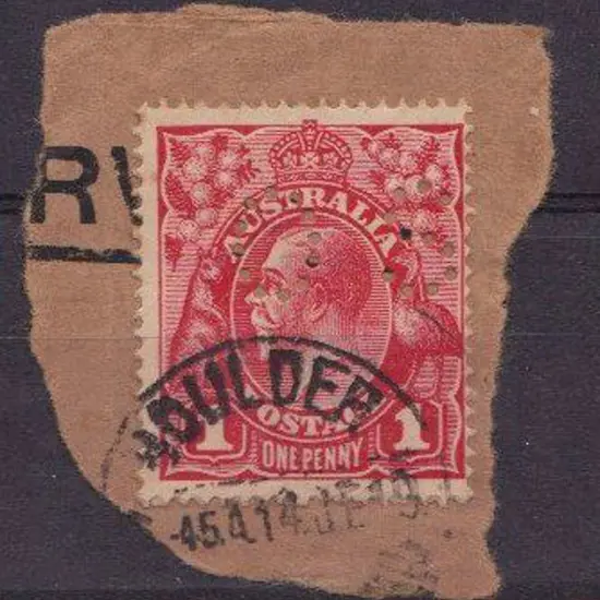1914-20 Single wmk 1d crimson, perfined OS with ...
