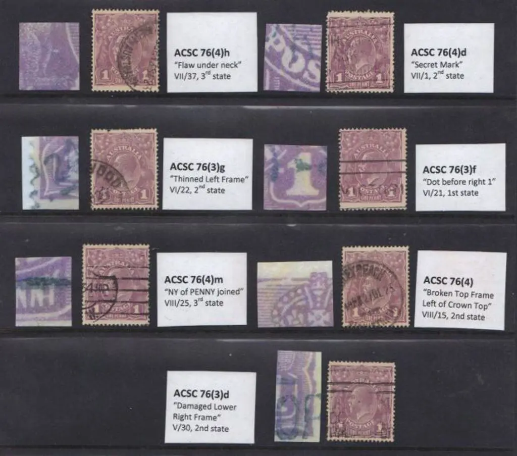 1918-23 Single wmk 1d violet selection of 7 good ... Image 1++
