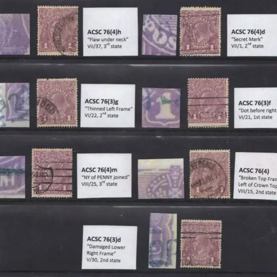 1918-23 Single wmk 1d violet selection of 7 good ...