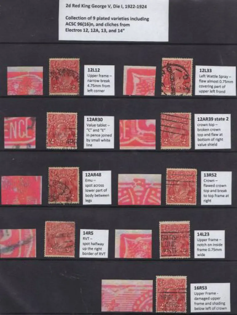1918-23 Single wmk 2d red Die I range of 9 plated ... Image 1++