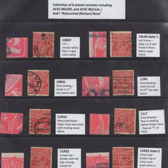 1918-23 Single wmk 2d red Die I collection of 8 ...