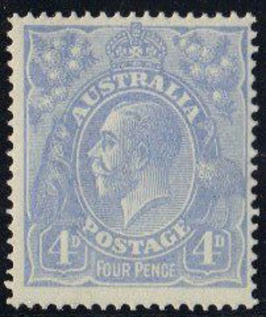 1918-23 Single wmk 4d pale milky blue MUH centred ... Image 1++