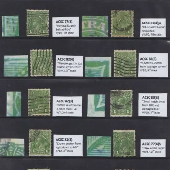 1924 Single wmk 1d green selection of 10 good used ...