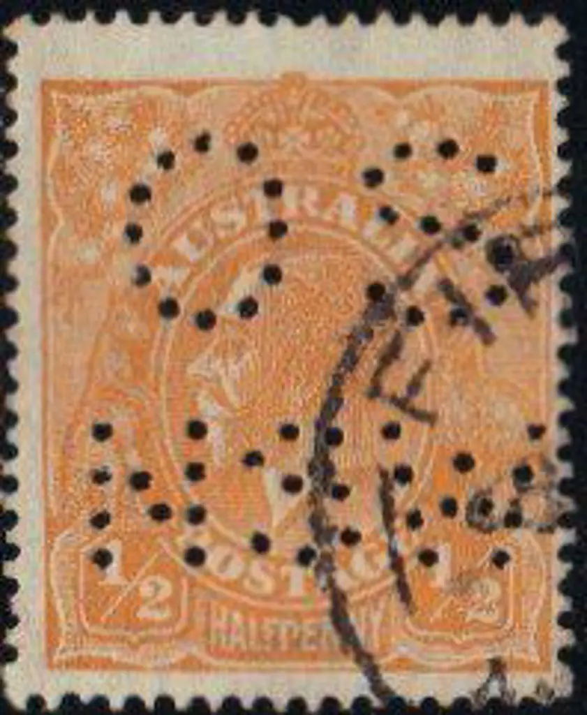 1927 ½d orange KGV perfined both OS & NSW. Fine ... Image 1++