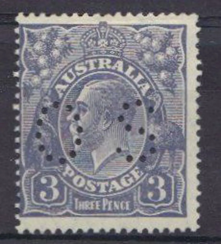 1926 3d dull ultramarine KGV perfined "OS" with ... Image 1++