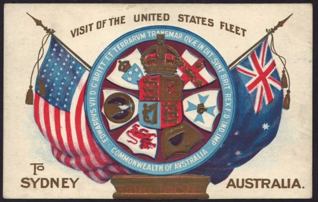 1908 (August) US Fleet postcard unused with state ... Image 1++