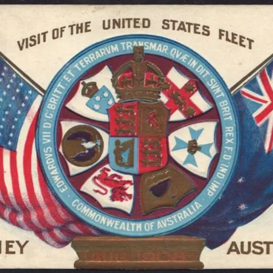 1908 (August) US Fleet postcard unused with state ...