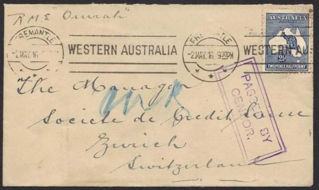 1916 (16th May) ship letter to Switzerland via RMS ... Image 1++