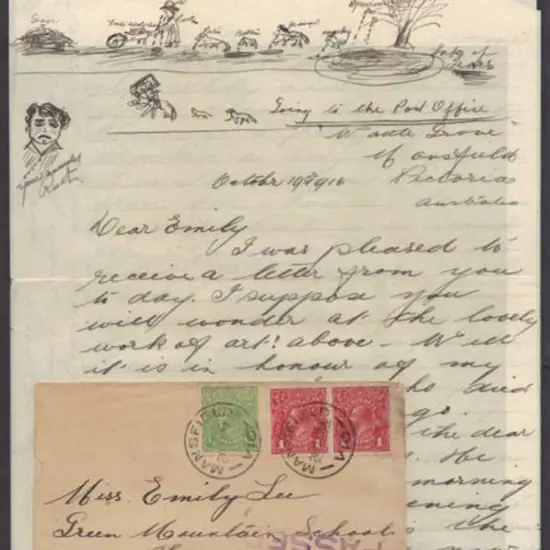 1916 WWI cover Mansfield, Vic to USA with letter ...