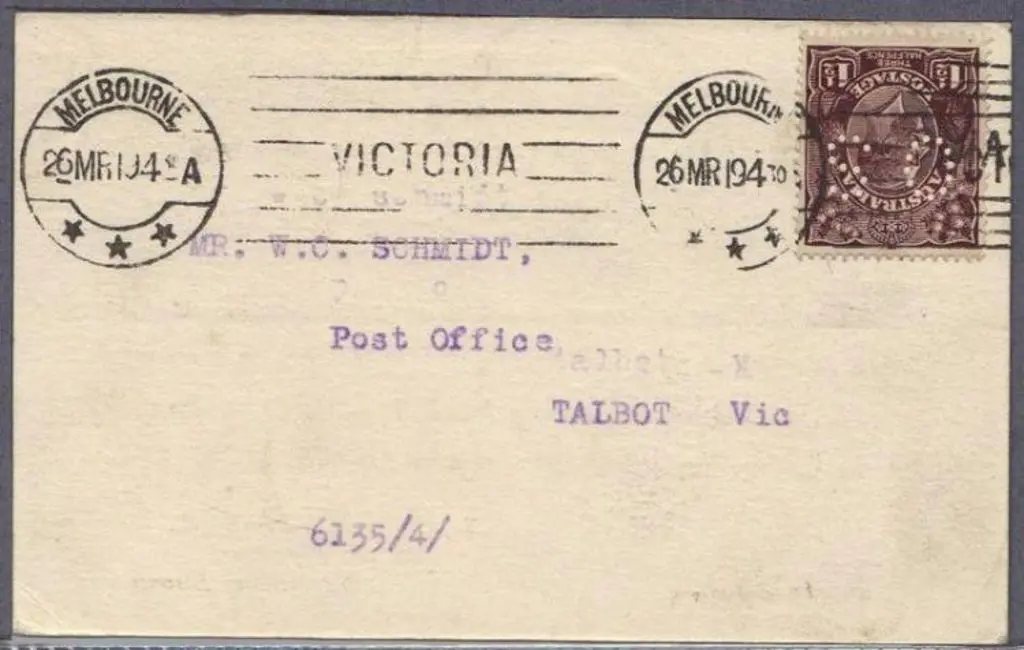 1919 1½d black brown KGV perf. "OS" on Victoria ... Image 1++