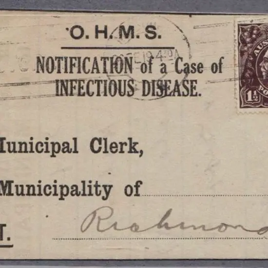 1919 (25th Feb) "Notification of a Case of ...