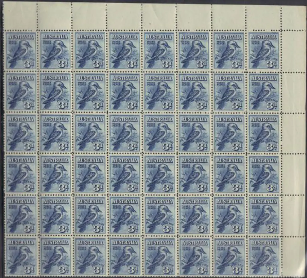 1928 3d Kookaburra top right marginal block of 48 ... Image 1++