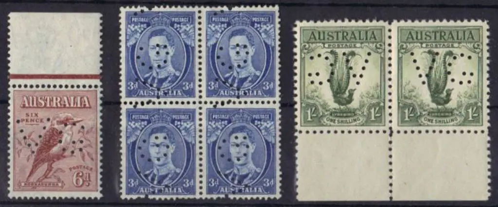 1932 6d kookaburra marginal, 1/- large lyrebird ... Image 1++