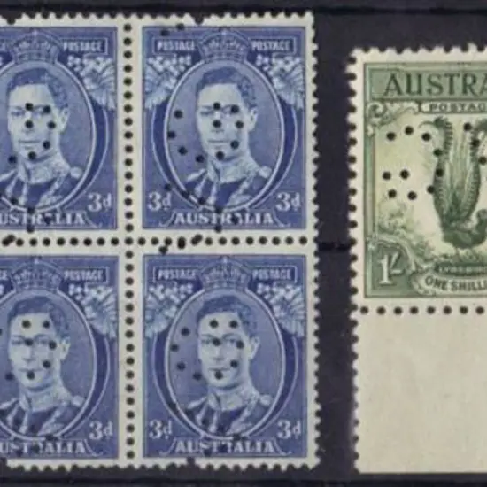 1932 6d kookaburra marginal, 1/- large lyrebird ...