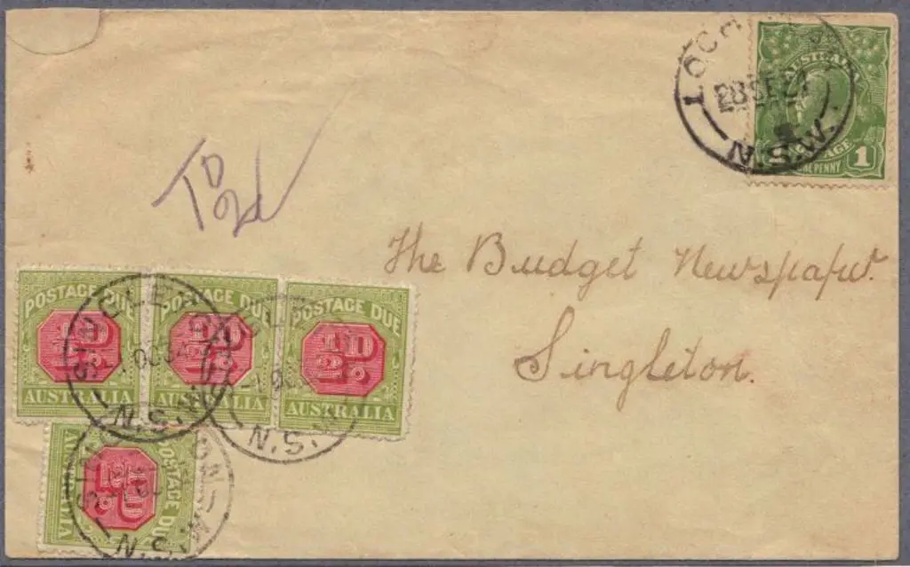 1934 1d green KGV tied by LOCHINVAR cds & taxed ... Image 1++