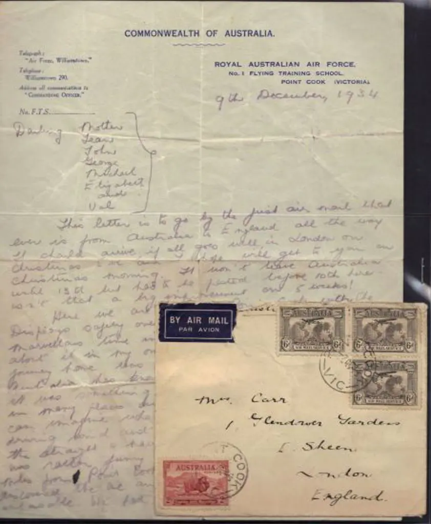 1934 Air Mail cover with enclosure to England. ... Image 1++