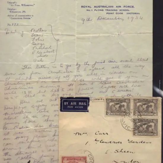 1934 Air Mail cover with enclosure to England. ...