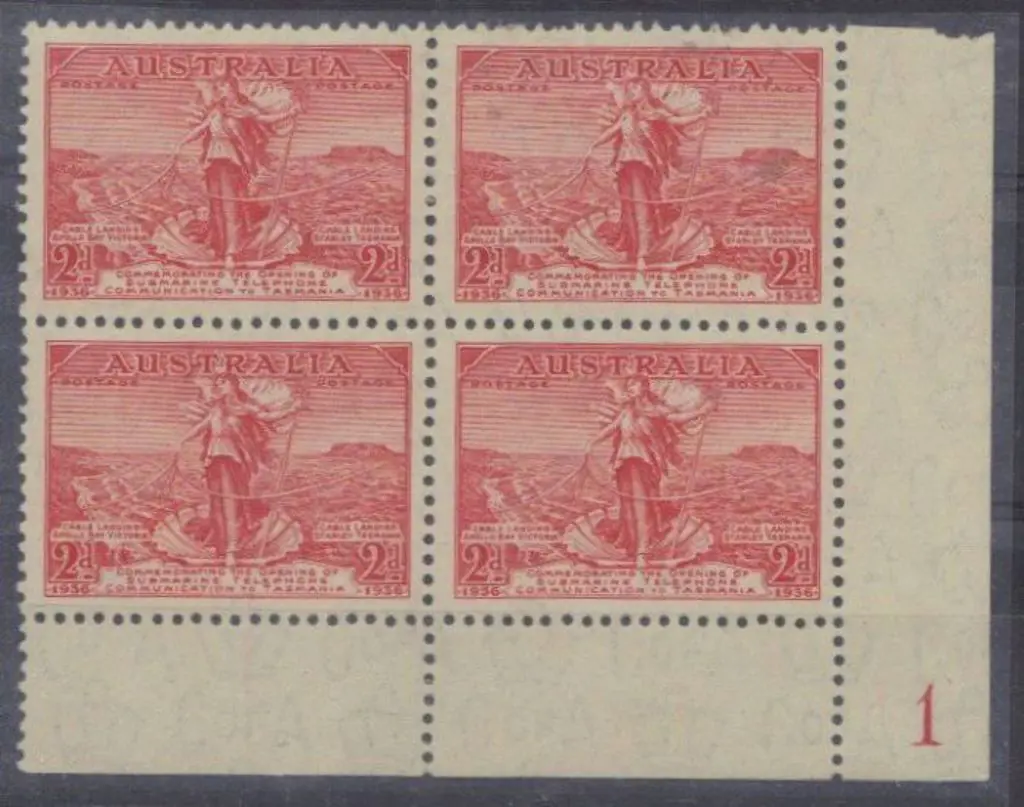1936 2d Cable plate block of 4. No. 1 lower right ... Image 1++