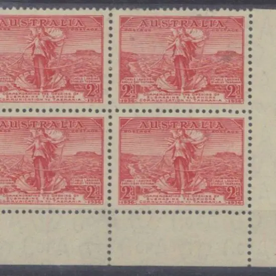 1936 2d Cable plate block of 4. No. 1 lower right ...