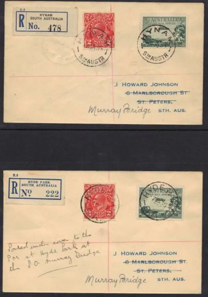 1936 (7th/8th Jan) Registered covers from Hynam & ... Image 1++