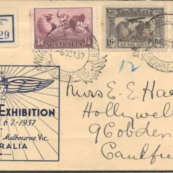 1937 (6th Oct) Air Mail Exhibition Reg cover with ...