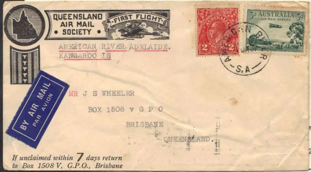 1937 airmail cover from AMERICAN RIVER (Kangaroo ... Image 1++
