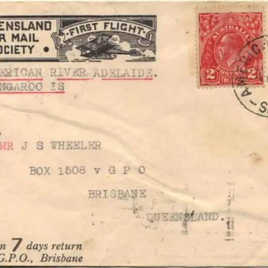 1937 airmail cover from AMERICAN RIVER (Kangaroo ...