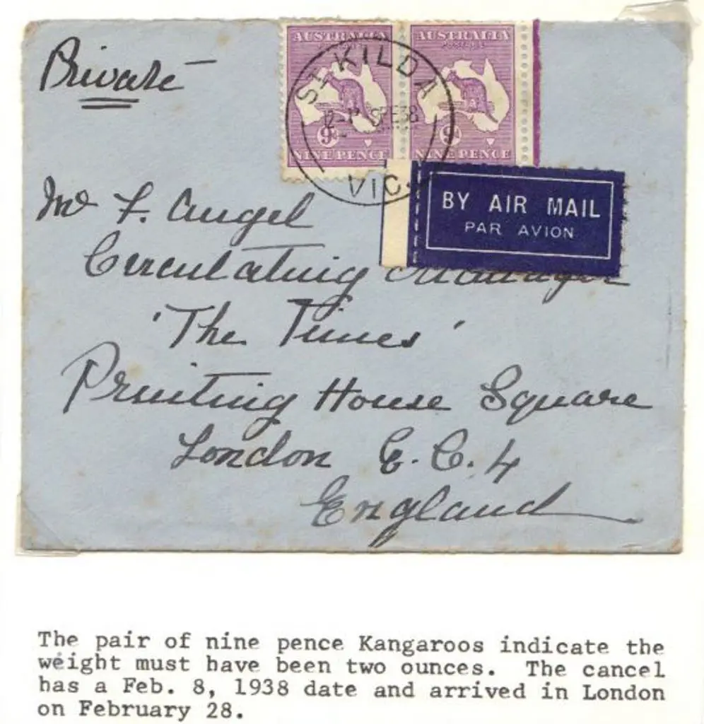 1938 (8th Feb) Airmail cover to England bearing ... Image 1++