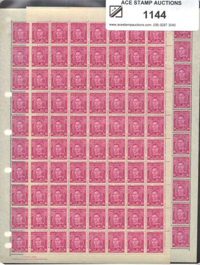 1938 1/4d magenta KGVI in 2 complete sheets of ... Image 1++