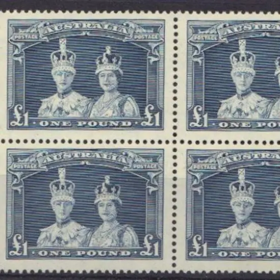 1938 £1 Robes on thick paper in MUH block of 4. ...