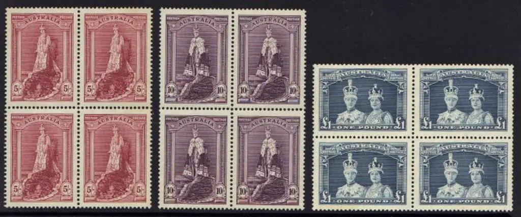 1938 5/- to £1 Robes on thick paper in MUH blocks ... Image 1++