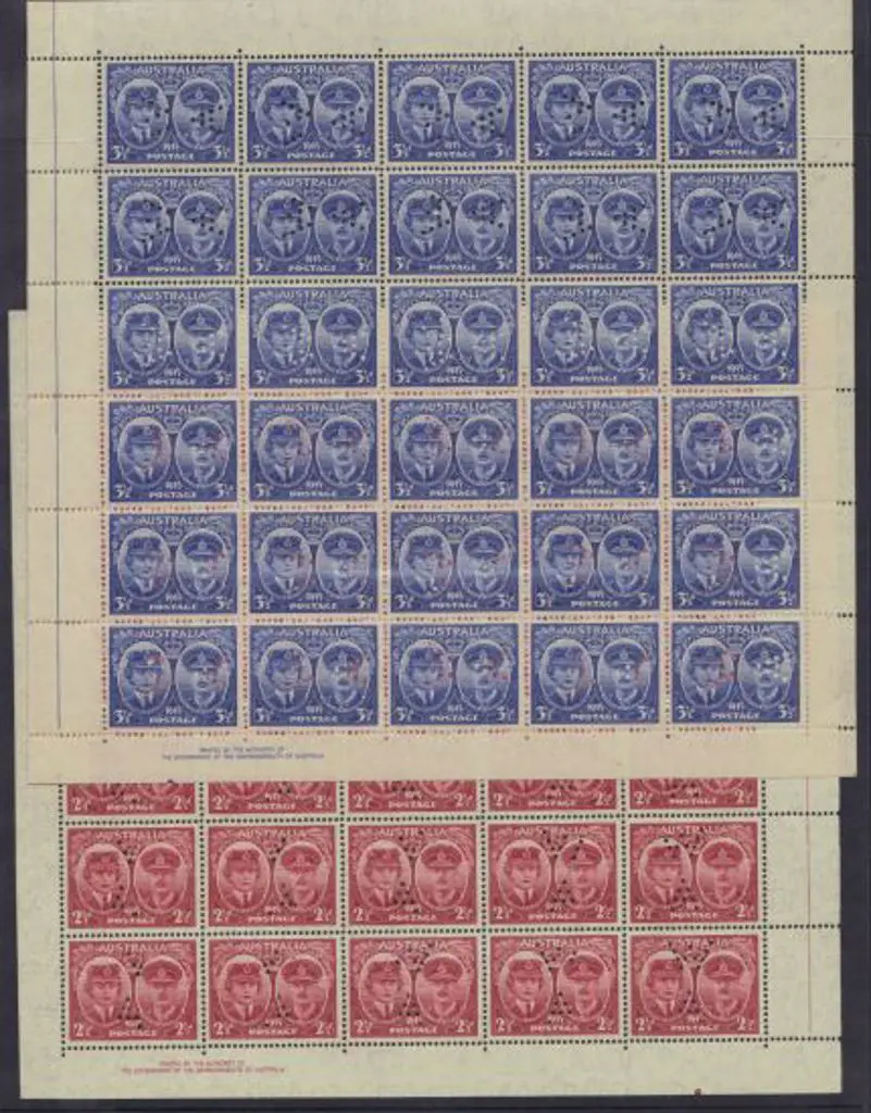 1945 Gloucester 2½d left pane of 30 & 3½d right ... Image 1++