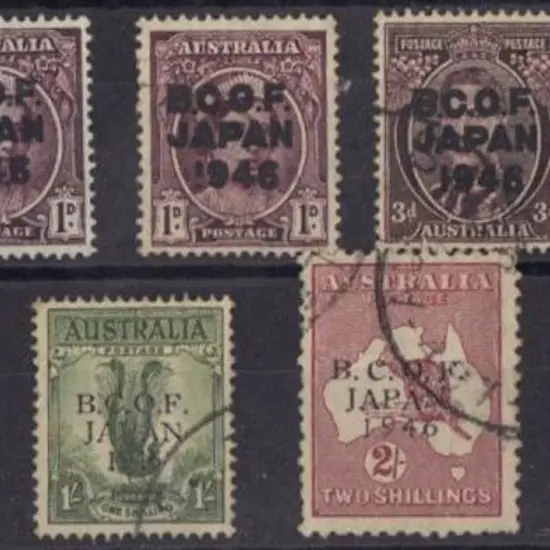 1946/48 BCOF set to 5/- thick paper. Good used  ...