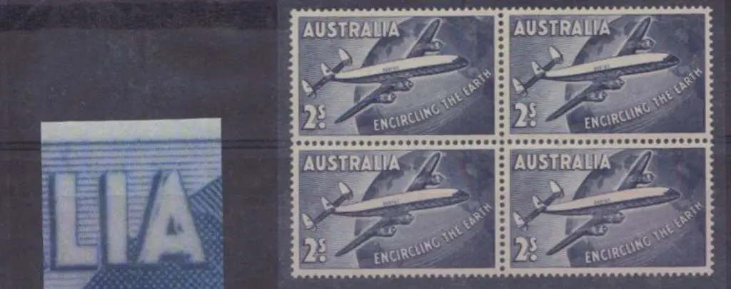 1958 2/- Qantas. Re-entry to last "A" of ... Image 1++