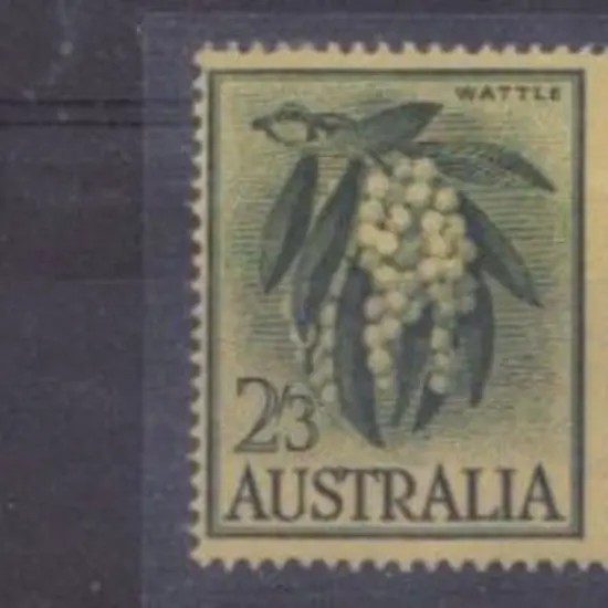 1959/64 2/3d Wattle on yellow Paper. Oblique line ...