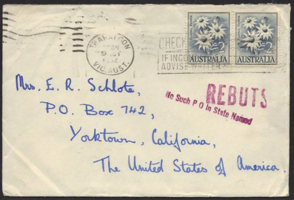 1962 cover to USA bearing 2/- flower x 2 tied by ... Image 1++