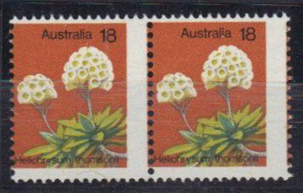 1975 18c Wildflower with perforations misplaced in ... Image 1++