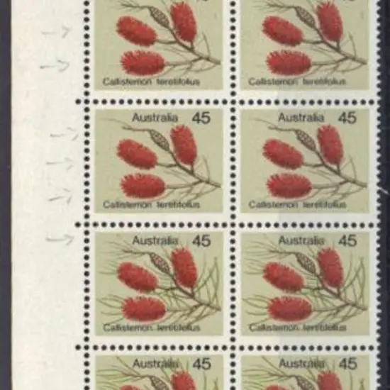 1975 45c Wildflower lower left block of 10 with ...