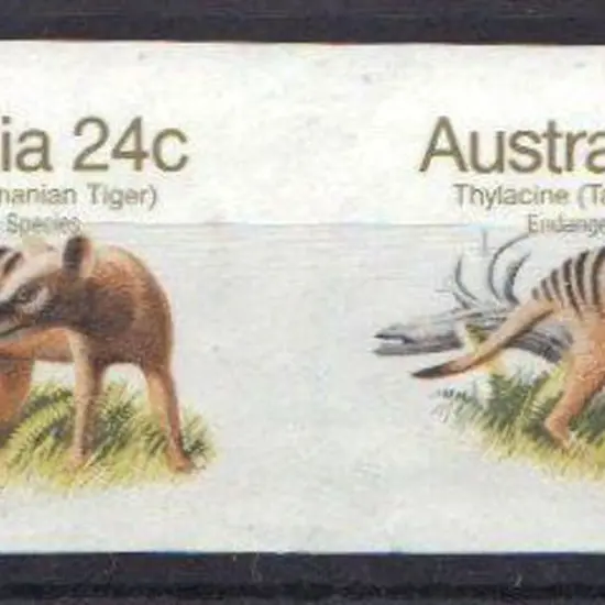 1982 24c Thylacine imperforate horizontal pair MUH ...