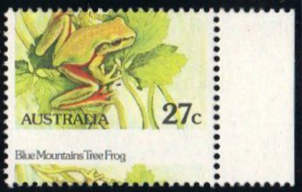 1982 27c Tree Frog with hugely misplaced ... Image 1++